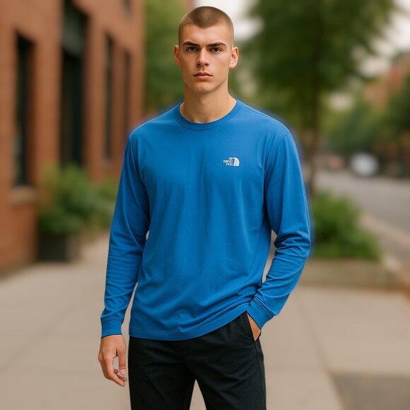 2 for/$30 The North Face TNF Blue Long Sleeve Outdoor Active Wear Shirt Size L - Picture 1 of 7
